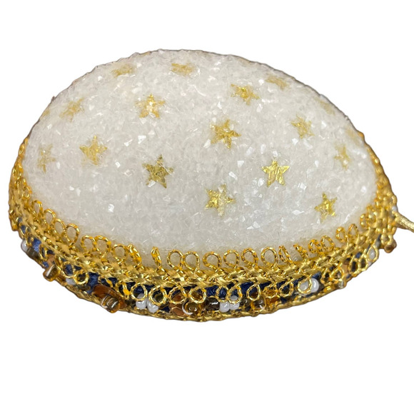 Vintage Handmade Real Egg Shell Diorama Angel Christmas Ornament Faux Pearl Trim - Picture 3 of 8